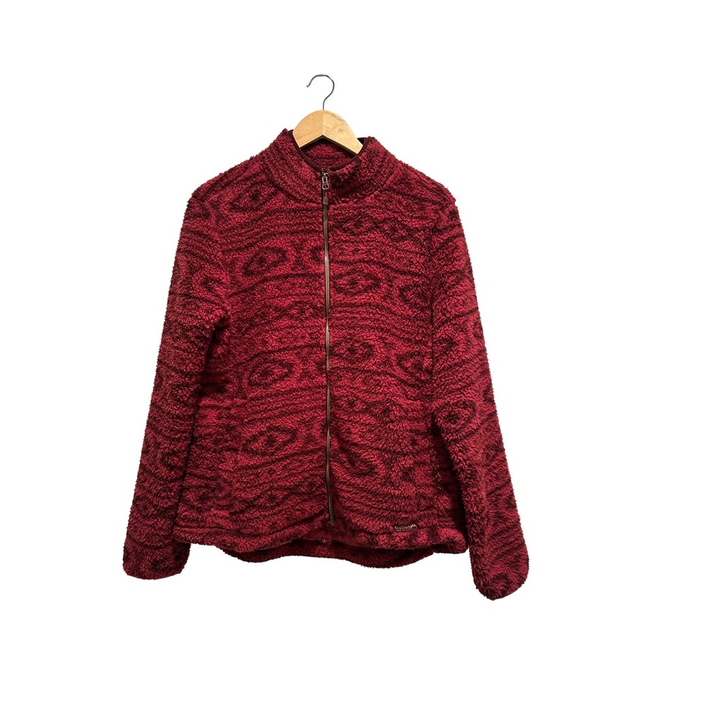Avalanche Burgundy Geometric Sherpa Fleece Zip Jacket Large NWT Gorpcore Outdoor